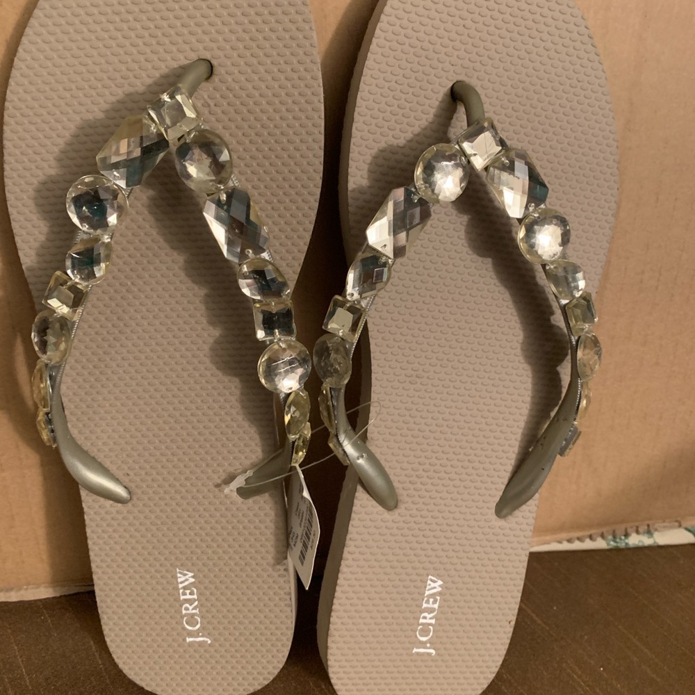 J. Crew Silver Embellished Sandals